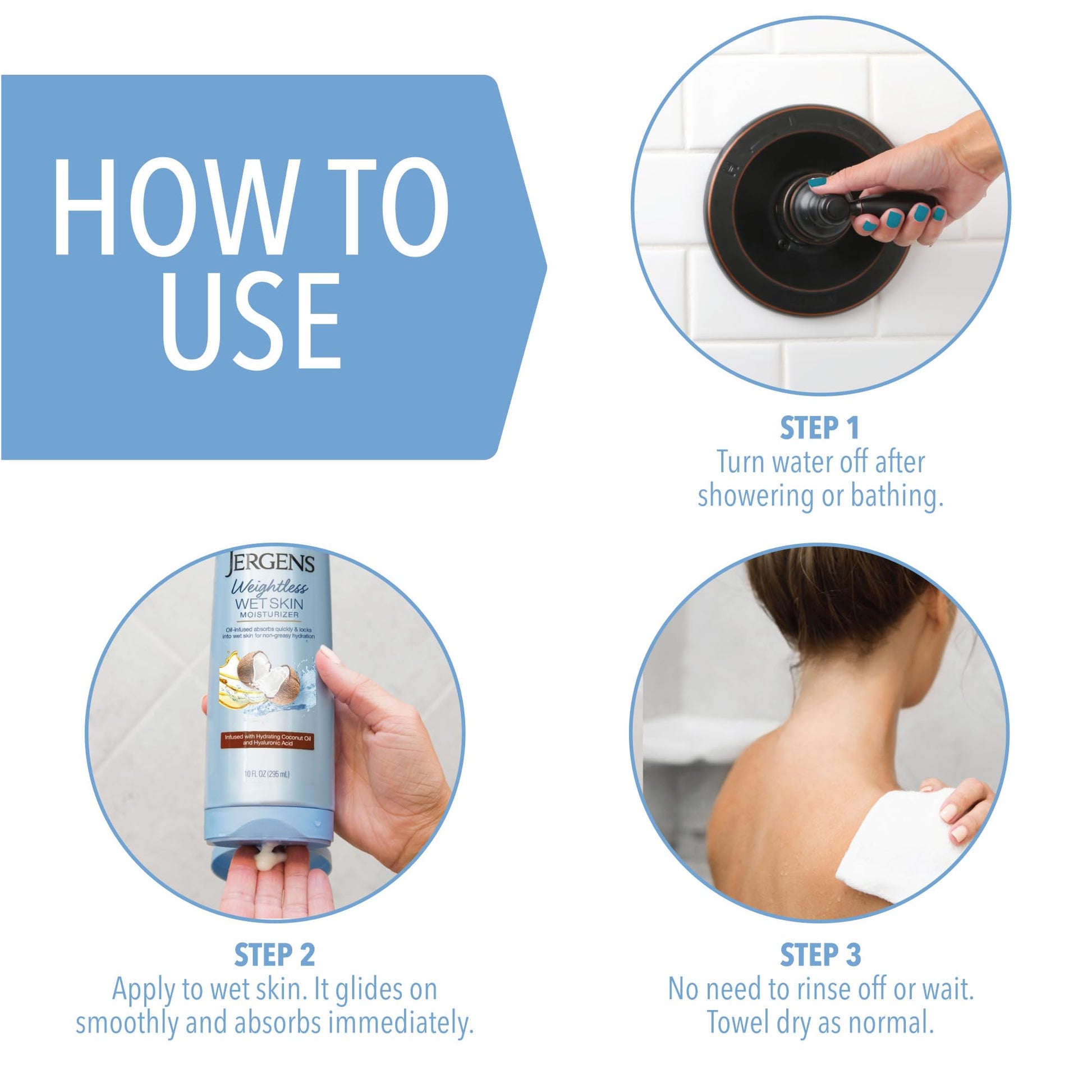Jergens Wet Skin Body Lotion with Coconut Oil, In Shower Lotion for Dry Skin, Fast-Absorbing, Non-Sticky, Dermatologist Tested, 10 Ounce - PrimeBioHealth - canada supplements