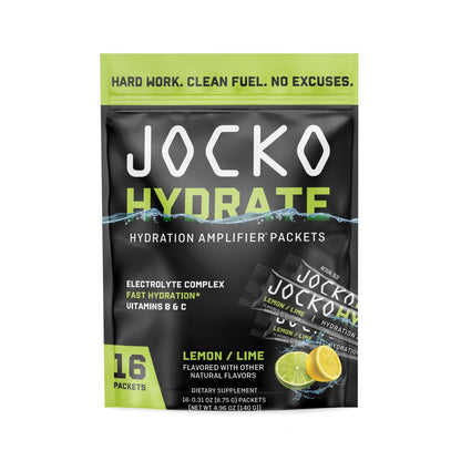Jocko Fuel Packets Low Sugar - Hydration Amplifier Packets for Recovery, Dehydration, & Exercise - with Vitamins B6, B12 & C (16 Packets) Lemon Lime - PrimeBioHealth - canada supplements