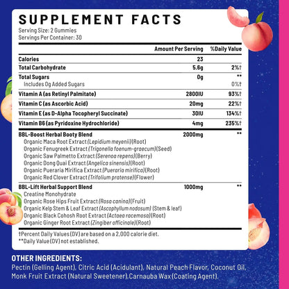 Jovariquethor Booty Gummies for Women - BBL Gummies with Multivitamins and Herbal Extracts - Peach Flavor - 60 Count - PrimeBioHealth - canada supplements