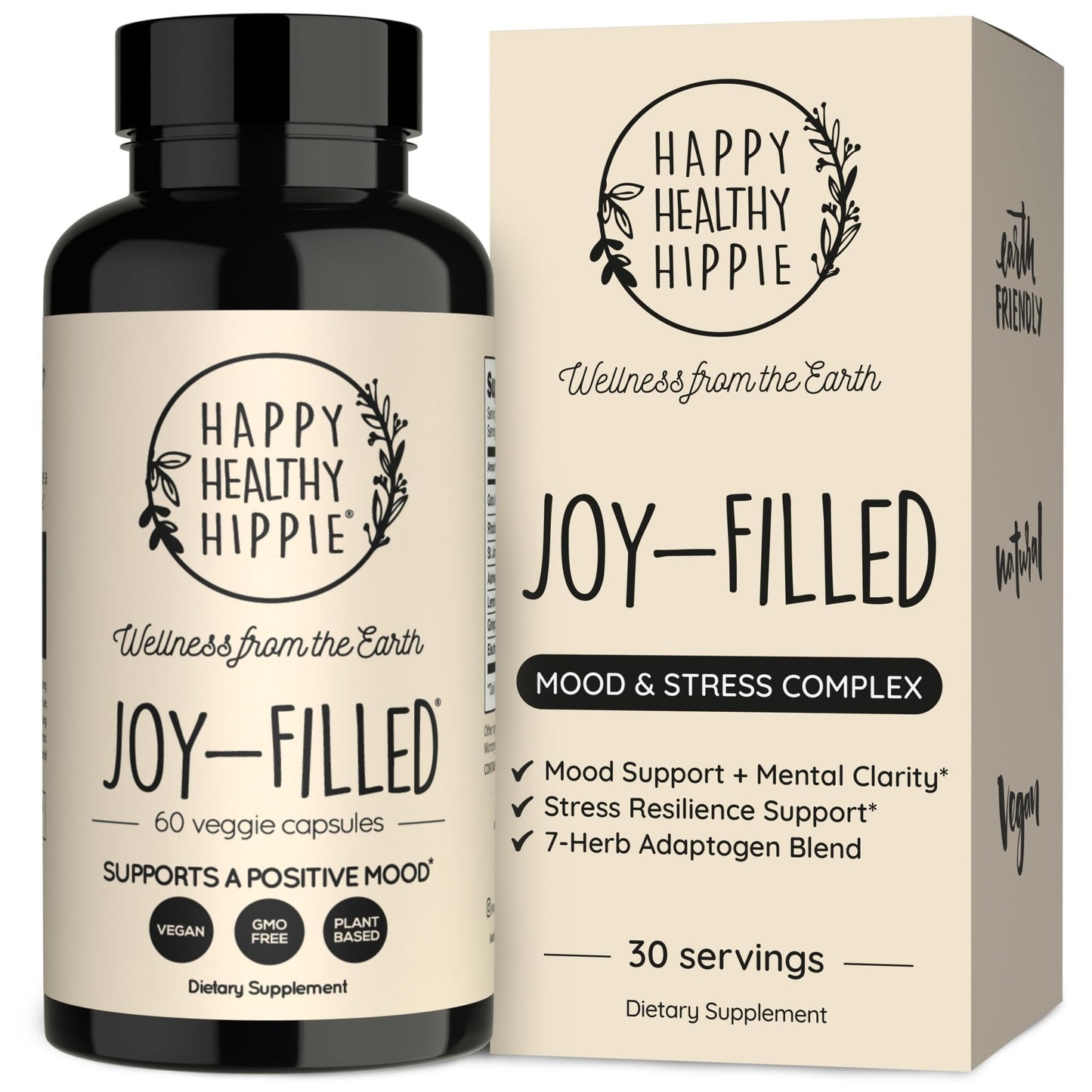 Joy-Filled Mood Support Supplement - 7 Herb Complex + St. Johns Wort | Stress Relief – Helps Calm The Mind & Body | 100% Plant-Based Happy Pills - PrimeBioHealth - canada supplements