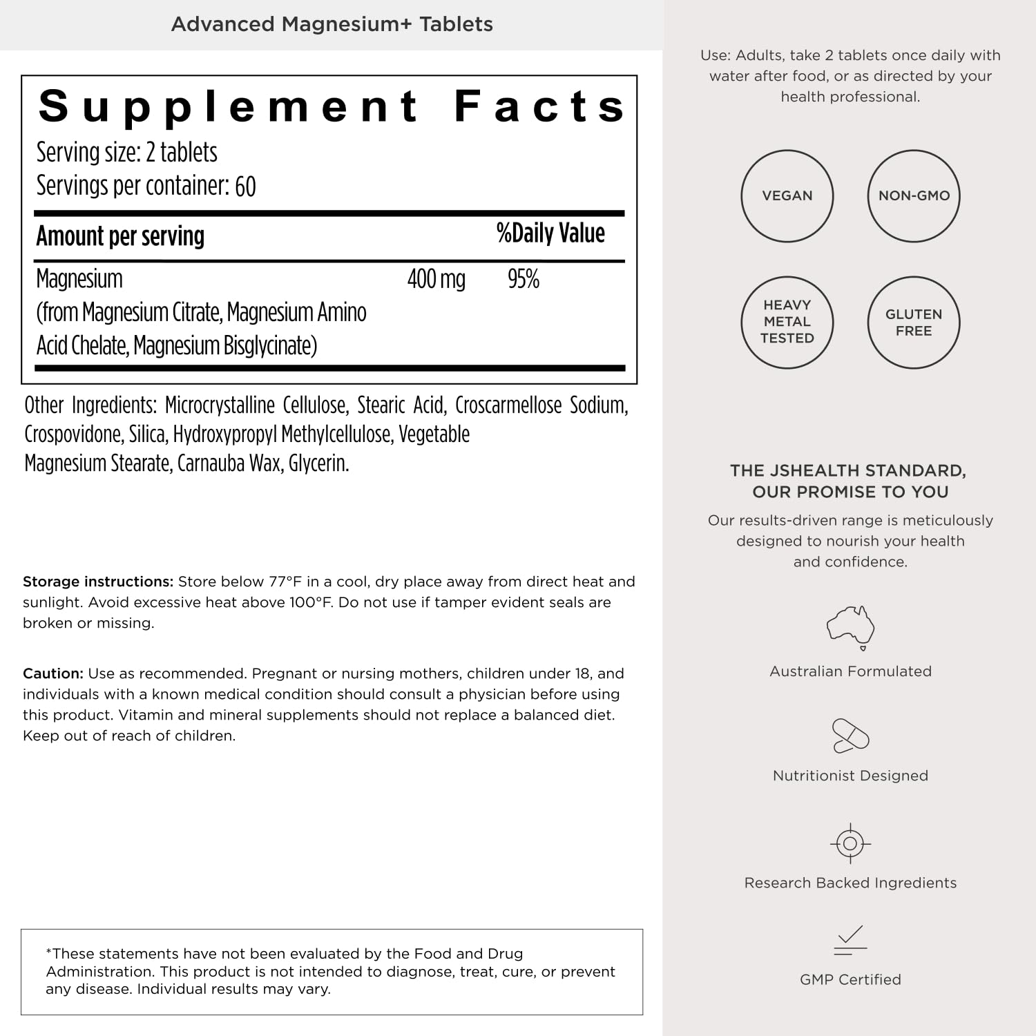 JSHealth Magnesium Supplement for Sleep. 400mg Triple-Form Glycinate, Citrate, Amino Acid Chelate - PrimeBioHealth - canada supplements