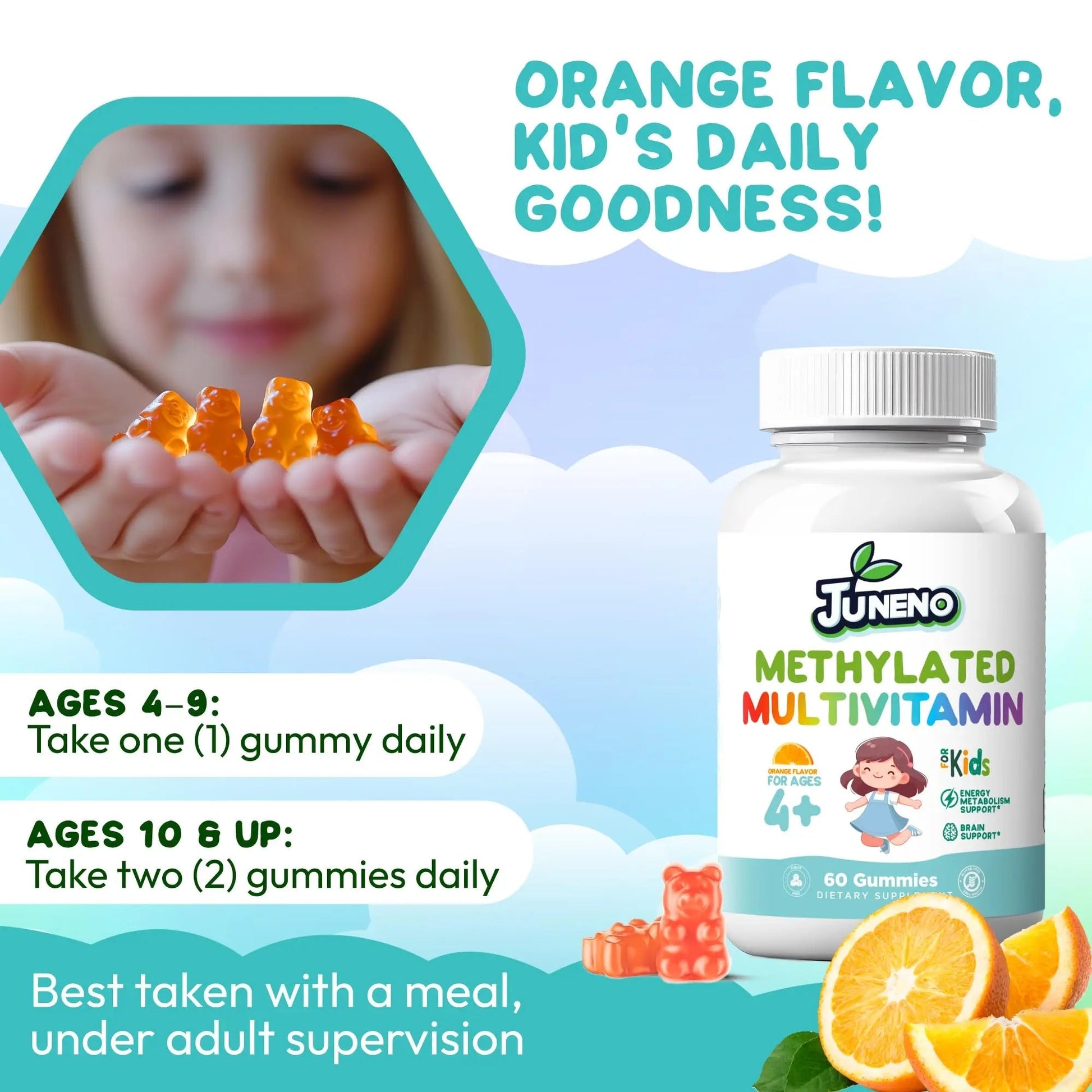 Juneno Methylated Multivitamin Gummies for Kids - MTHFR Support Supplement with B Complex 5-MTHF Folate (L-Methylfolate) - PrimeBioHealth - canada supplements
