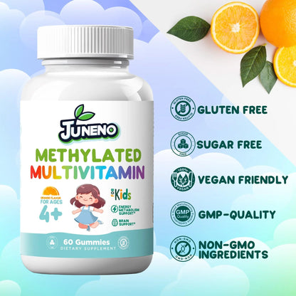 Juneno Methylated Multivitamin Gummies for Kids - MTHFR Support Supplement with B Complex 5-MTHF Folate (L-Methylfolate) - PrimeBioHealth - canada supplements