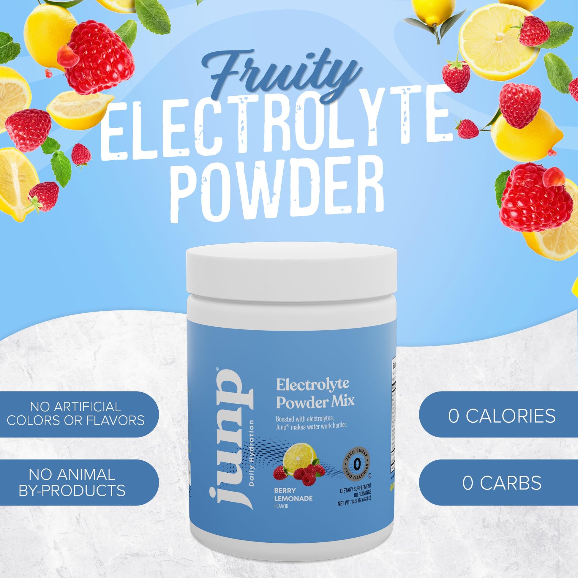 JUNP Electrolytes Powder No Sugar No Carbs – Berry Lemonade Keto Electrolyte Drink Mix - Potassium & Salt Hydration Powder Electrolytes - Zero Calorie Sugar Free Electrolyte Powder, 90 Servings - PrimeBioHealth - canada supplements