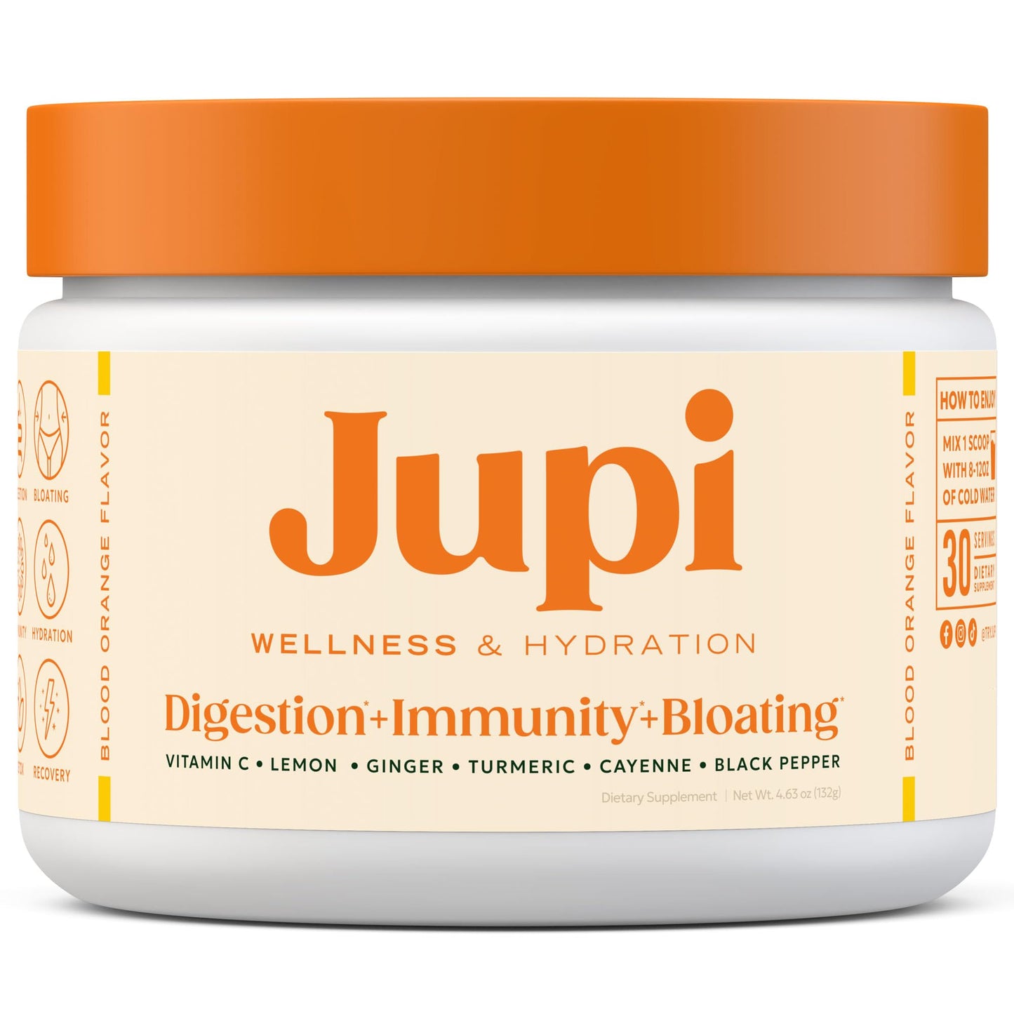 Jupi Hydration & Wellness Powder – Turmeric & Ginger shots, Vitamin C Supplement for Energy, Immune Support & Digestive Health – Vegan, Gluten-Free Drink Mix - PrimeBioHealth - canada supplements