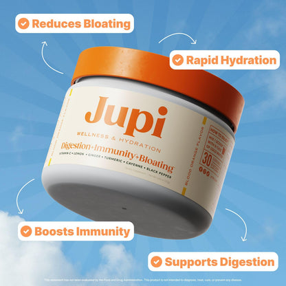 Jupi Hydration & Wellness Powder – Turmeric & Ginger shots, Vitamin C Supplement for Energy, Immune Support & Digestive Health – Vegan, Gluten-Free Drink Mix - PrimeBioHealth - canada supplements
