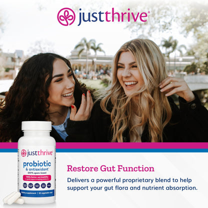 Just Thrive Probiotic & Antioxidant Supplement - 100% Spore-Based Digestive and Immune Support - Gluten Free, 30 Caps - PrimeBioHealth - canada supplements