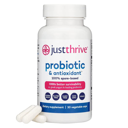 Just Thrive Probiotic & Antioxidant Supplement - 100% Spore-Based Digestive and Immune Support - Gluten Free, 30 Caps - PrimeBioHealth - canada supplements