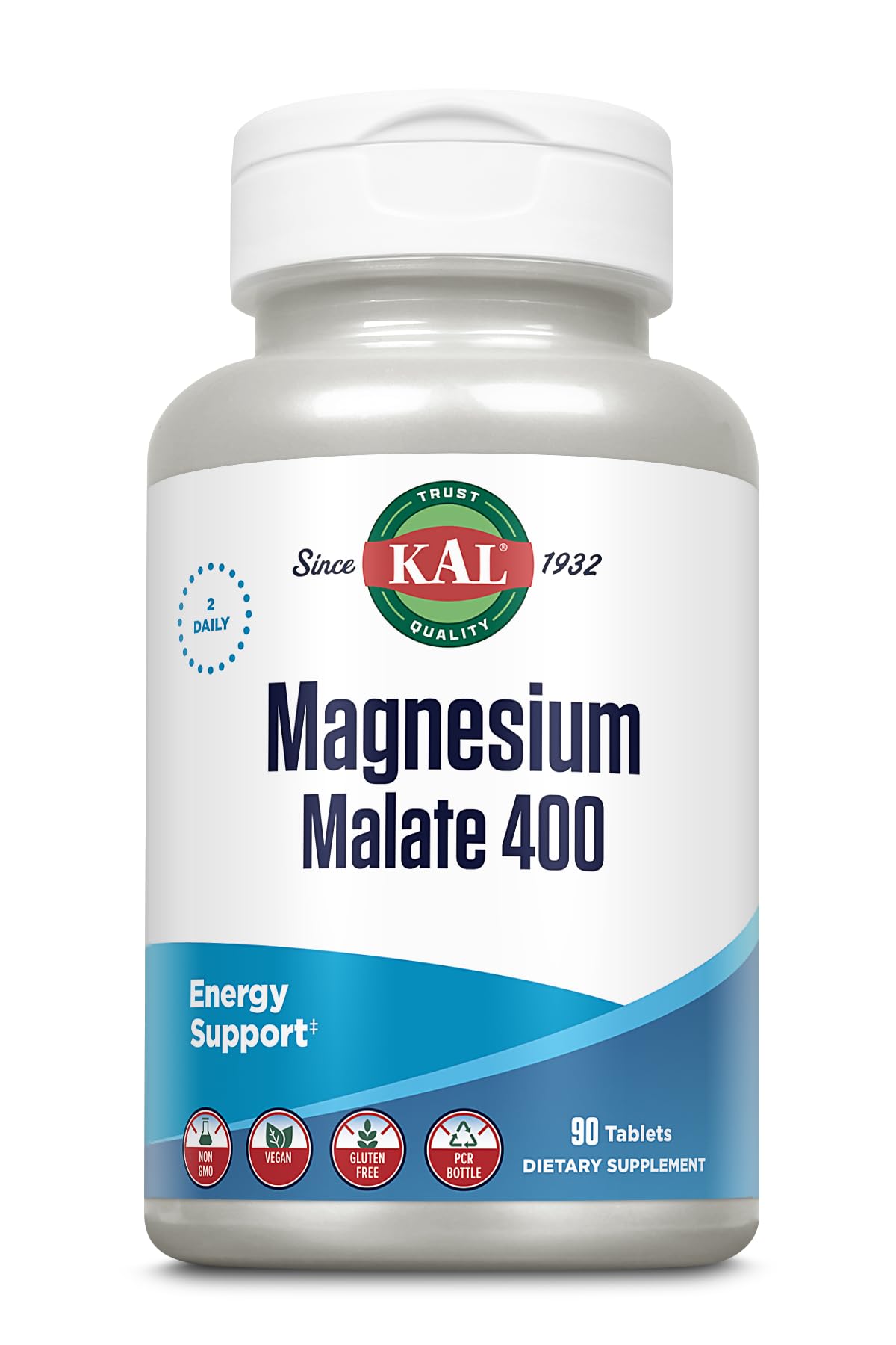 KAL Magnesium Malate 400mg, Chelated Magnesium Supplement with Malic Acid, Healthy Energy & Muscle Function Support, Enhanced Absorption, Vegan, Non-GMO, 45 Servings, 90 Veg Tabs - PrimeBioHealth - canada supplements
