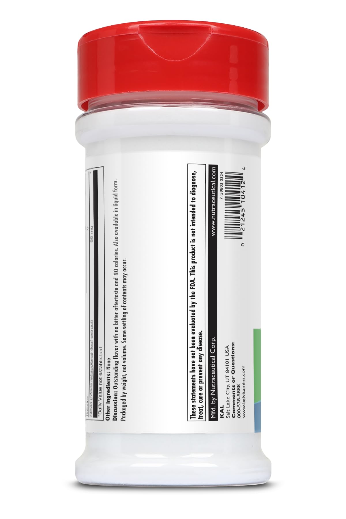 KAL Sure Stevia Extract Powder, Low Carb, Plant Based Stevia Sweetener, Great Taste, Zero Calories, Zero Sugar, Low Glycemic & Perfect for a Keto Diet, 60-Day Guarantee, Approx. 1820 Servings, 3.5oz - PrimeBioHealth - canada supplements