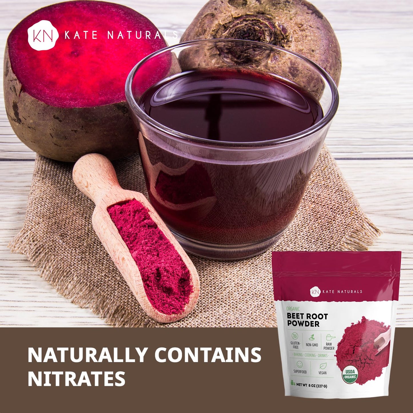 Kate Naturals Organic Beet Root Powder for Smoothies, Baking & Juice. Raw Beetroot Superfood & Natural Red Food Coloring - PrimeBioHealth - canada supplements
