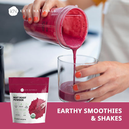 Kate Naturals Organic Beet Root Powder for Smoothies, Baking & Juice. Raw Beetroot Superfood & Natural Red Food Coloring - PrimeBioHealth - canada supplements