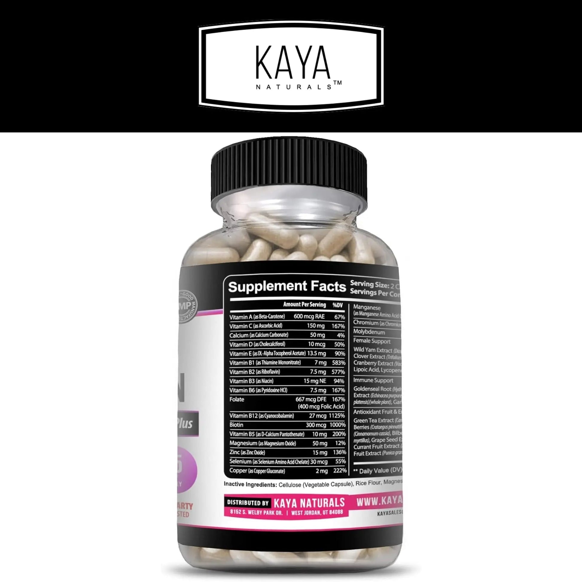 Kaya Naturals Women's Multivitamin, Overall Healthy Antioxidant, and Immune Support, Vitamins A, D, C, E, Biotin - PrimeBioHealth - canada supplements