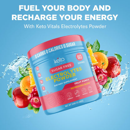 Keto Vitals Keto Electrolytes Powder | Keto-Friendly Electrolytes with Potassium, Magnesium, Sodium, Calcium | Electrolytes Sugar Free | Supplement Energy Drink Mix - PrimeBioHealth - canada supplements