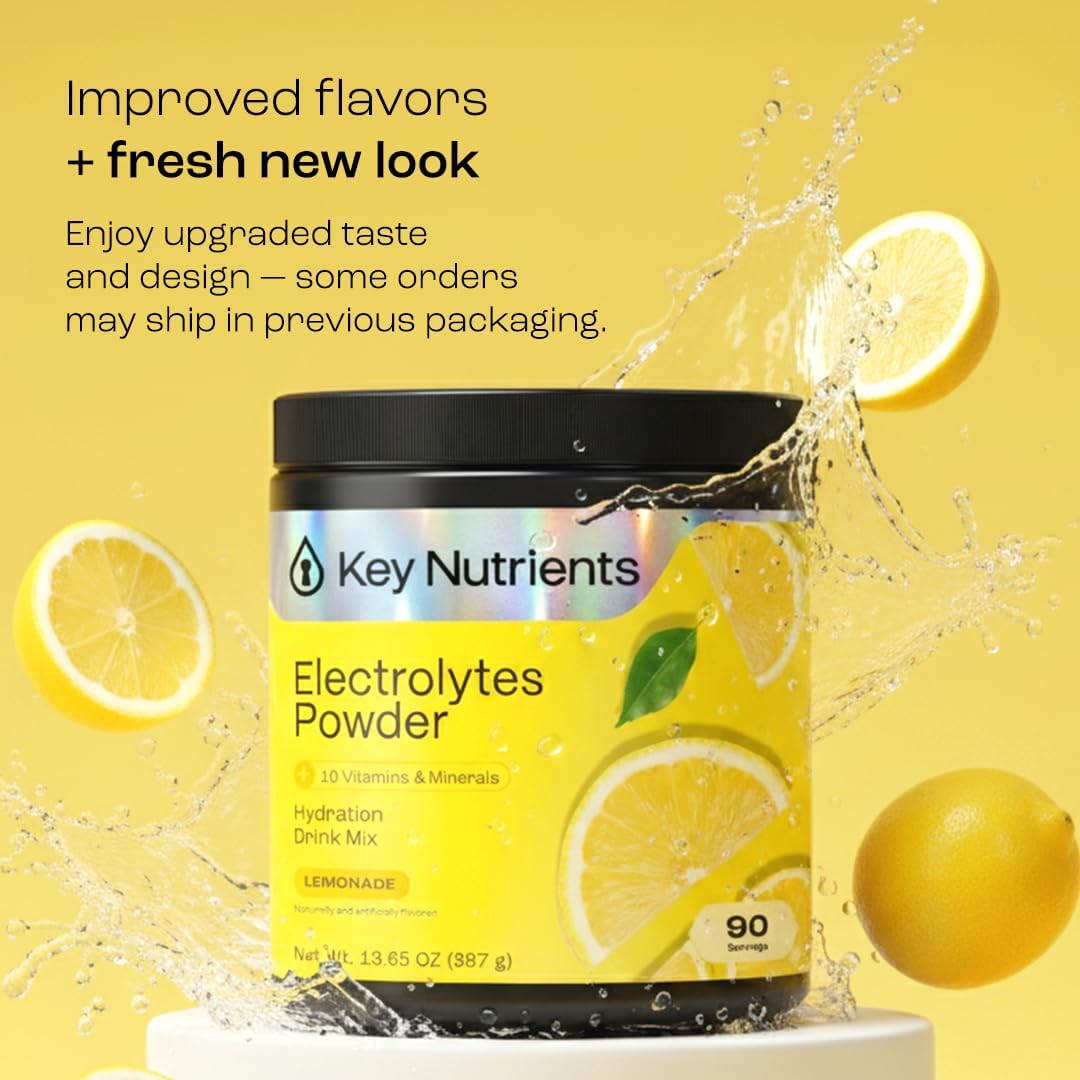 KEY NUTRIENTS Multivitamin Electrolytes Powder No Sugar - Refreshing Lemonade Electrolyte Powder - Sodium & Energy Supplement - Hydration Powder - PrimeBioHealth - canada supplements