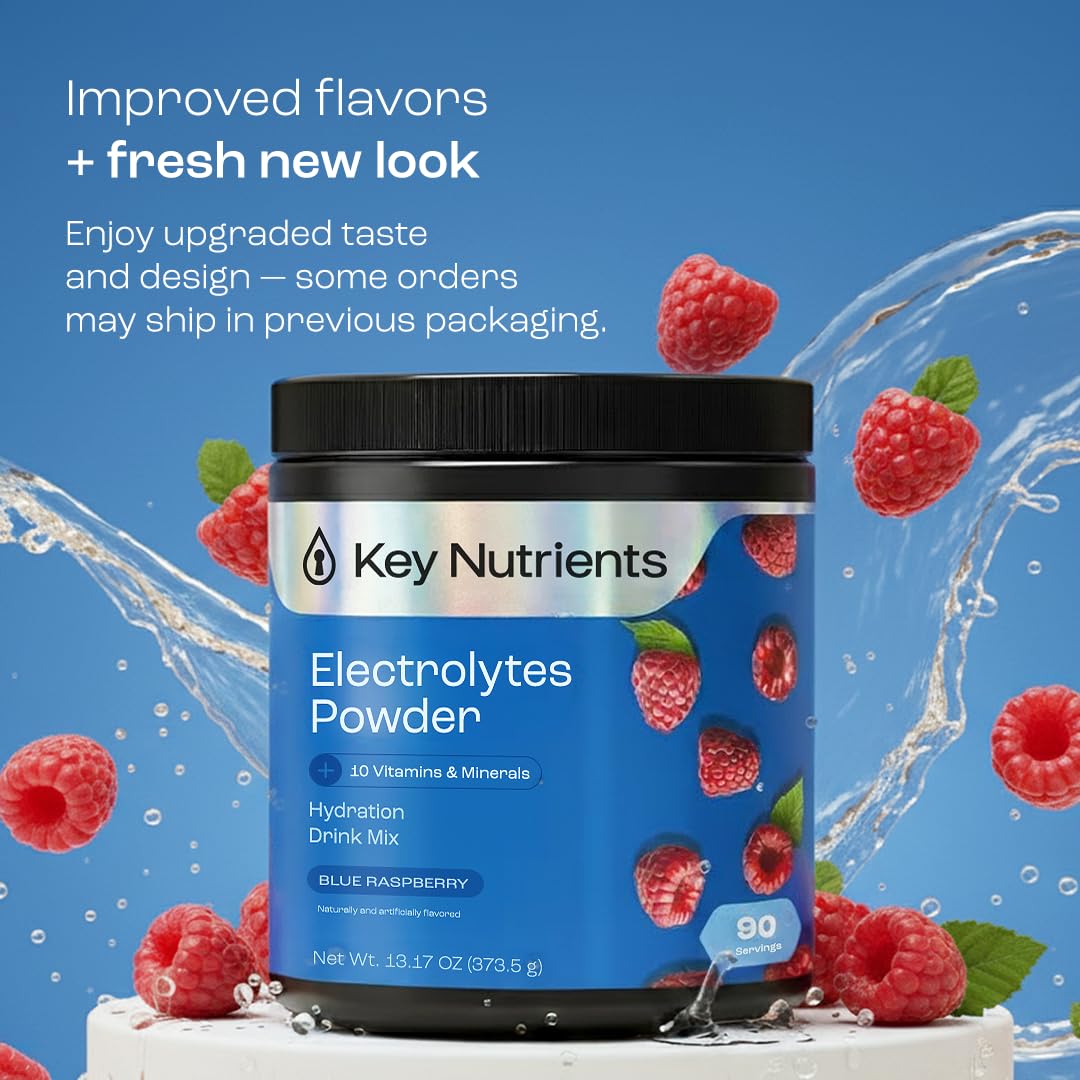 KEY NUTRIENTS Multivitamin Electrolytes Powder No Sugar - Sweet Blue Raspberry Electrolyte Powder - Endurance & Energy Supplement - Hydration Powder - PrimeBioHealth - canada supplements