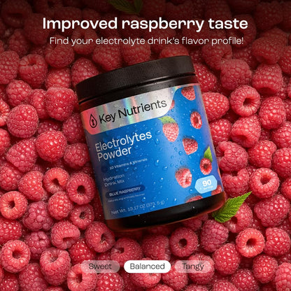 KEY NUTRIENTS Multivitamin Electrolytes Powder No Sugar - Sweet Blue Raspberry Electrolyte Powder - Endurance & Energy Supplement - Hydration Powder - PrimeBioHealth - canada supplements