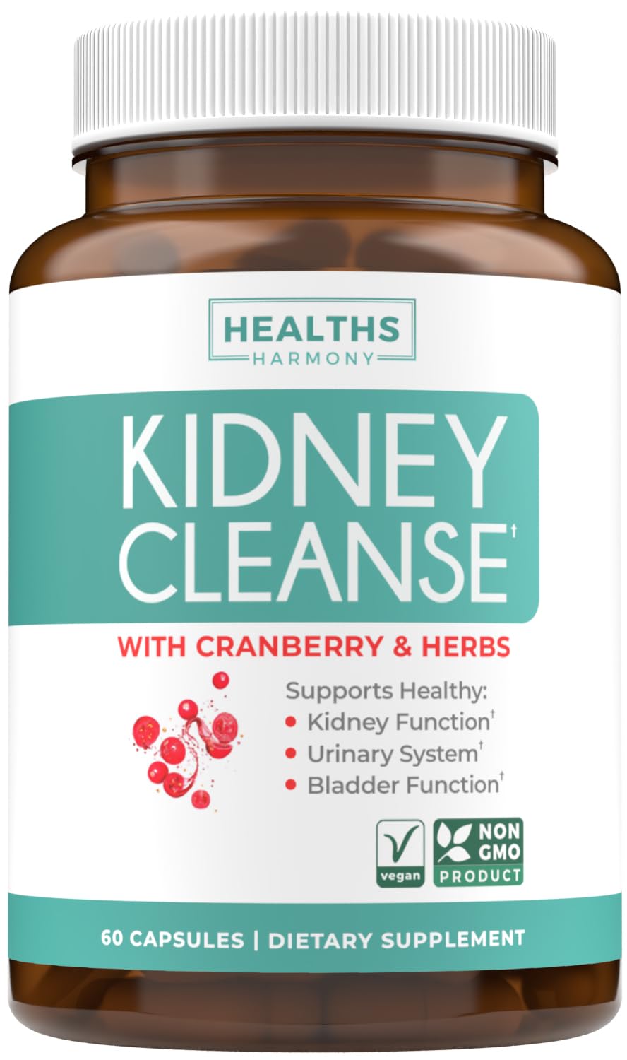 Kidney Cleanse Detox (Non-GMO) Support Healthy Urinary Tract- Powerful VitaCran Cranberry Extract & Herbs – Healthy Kidney Support Supplement - 60 Vegetarian Capsules (No Pills) - PrimeBioHealth - canada supplements