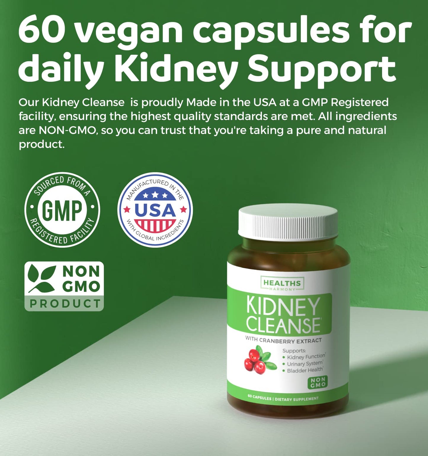 Kidney Cleanse Detox (Non-GMO) Support Healthy Urinary Tract- Powerful VitaCran Cranberry Extract & Herbs – Healthy Kidney Support Supplement - 60 Vegetarian Capsules (No Pills) - PrimeBioHealth - canada supplements