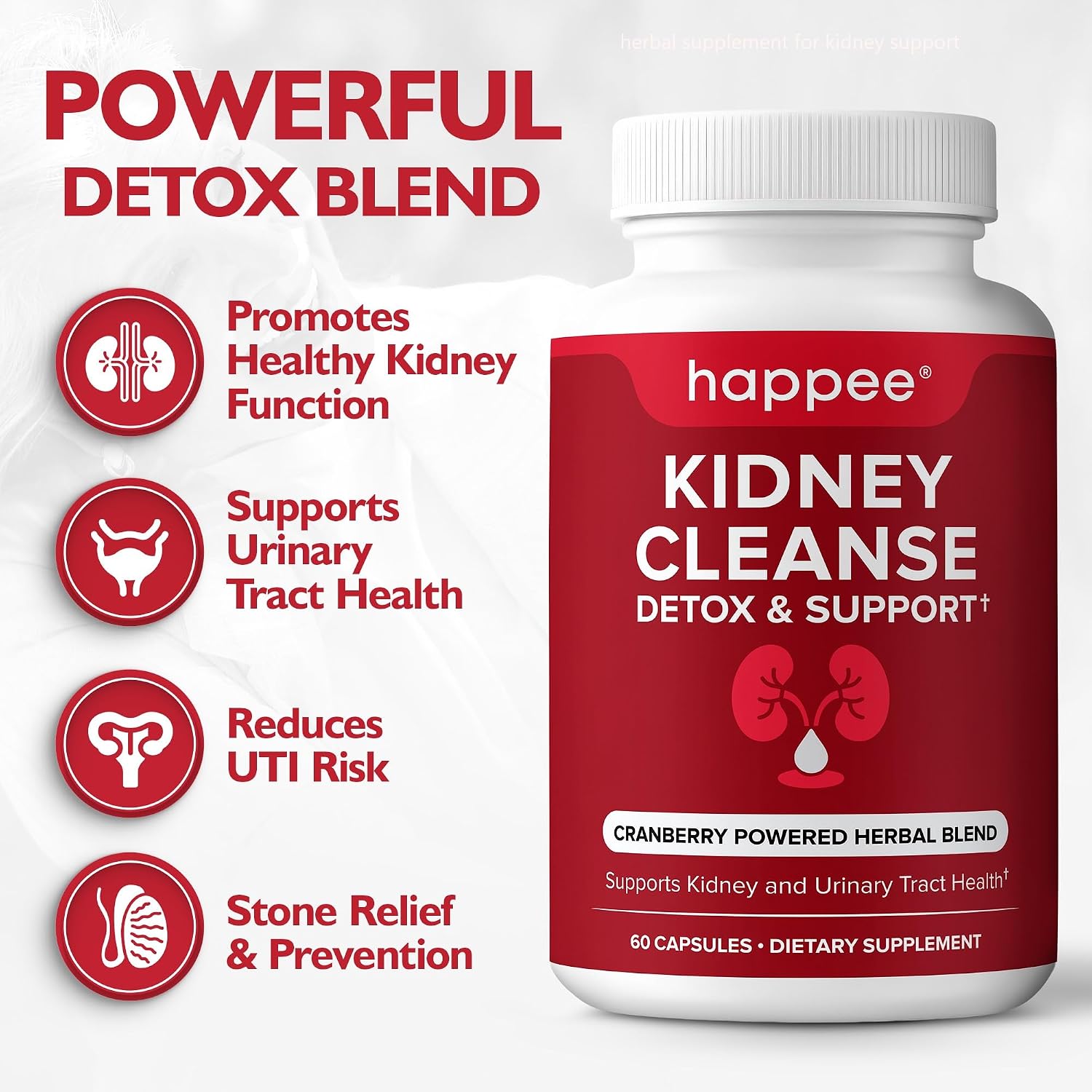 Kidney Cleanse Detox & Repair Formula – Natural Kidney Support Supplement with Cranberry & 21 Herbs for Renal, Bladder, & Urinary Tract Health – Flush Toxins & Renew - 60 Capsules - PrimeBioHealth - canada supplements
