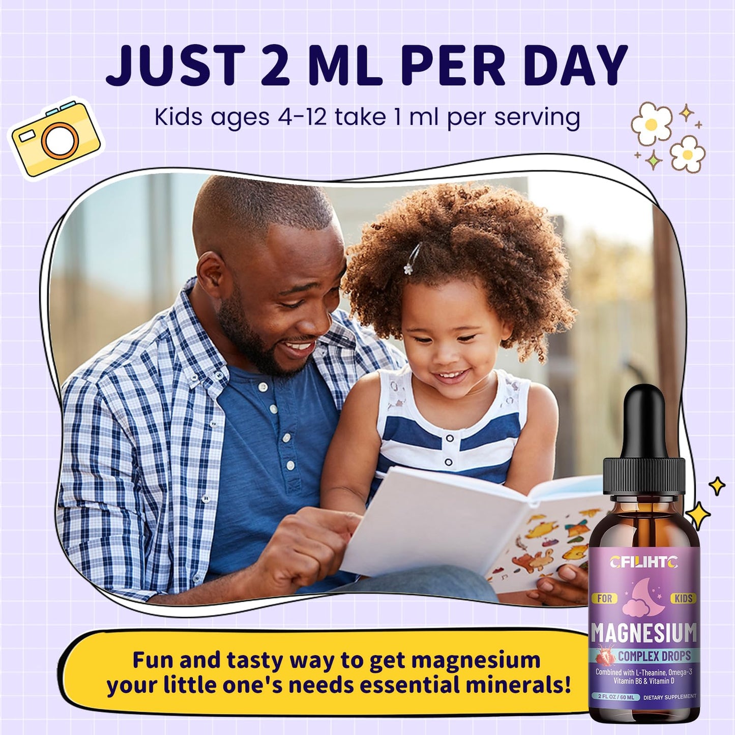 Kids Magnesium Liquid Drops-Magnesium Glycinate Liquid for Kids Supplement-w/L-theanine, Omega-3, Vitamin B6, D3 - for Sleep, Relaxation, Brain, Bones - PrimeBioHealth - canada supplements