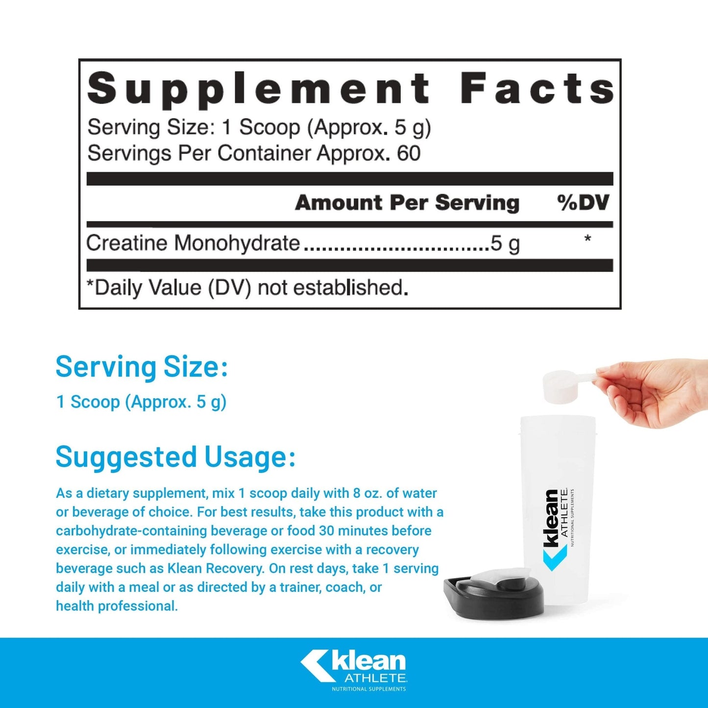 Klean Athlete Klean Creatine - Supports Muscle Strength, Performance & Recovery from Strenuous Exercise* - NSF Certified for Sport - 11.1 Ounces - Unflavored - PrimeBioHealth - canada supplements