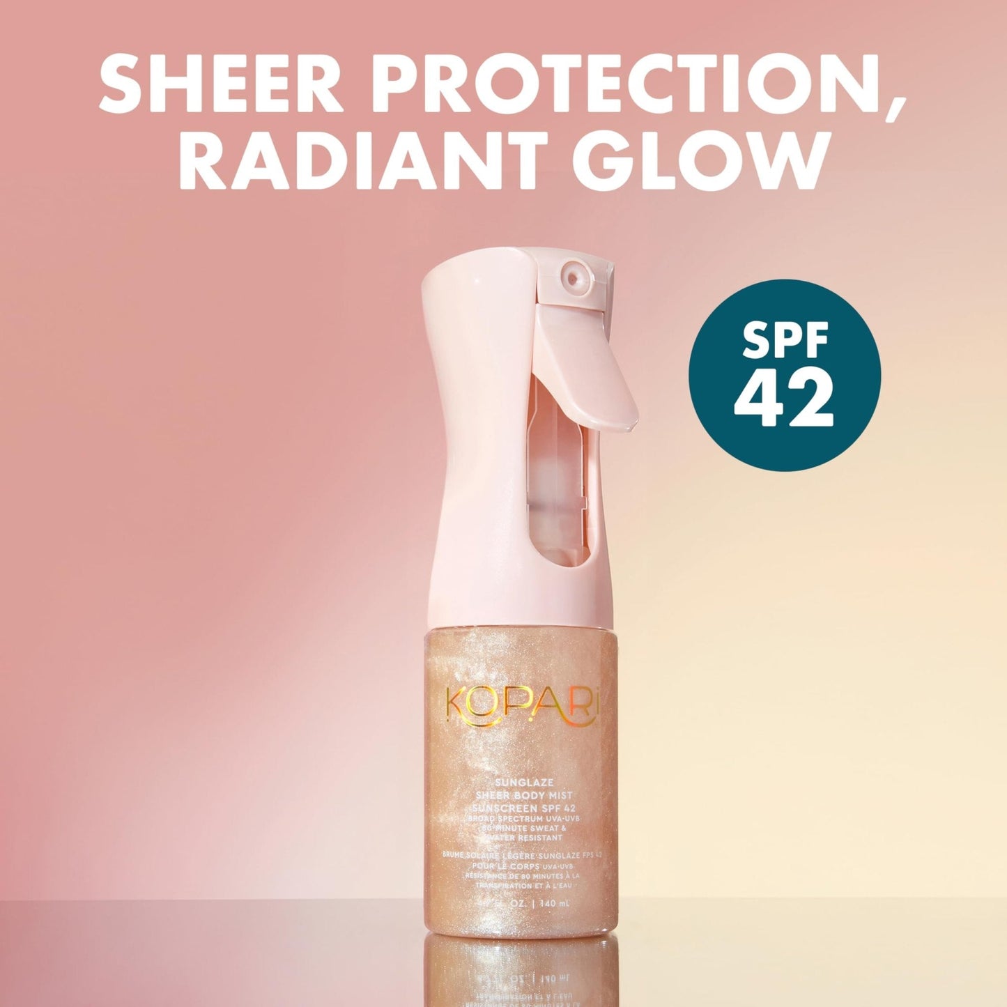 Kopari Rose Gold Sunglaze Sheer Body Mist Sunscreen SPF 42, Infused with Shimmering Body Oil, Hydrating Mist, Hydrates - PrimeBioHealth - canada supplements