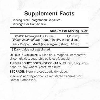 KSM 66 Ashwagandha 1,200mg with Black Pepper, 120 Veggie Capsules – Extra Strength Root Extract – High Absorption – Adaptogenic Supplements for Relaxation, Energy, & Brain Health – Non-GMO - PrimeBioHealth - canada supplements