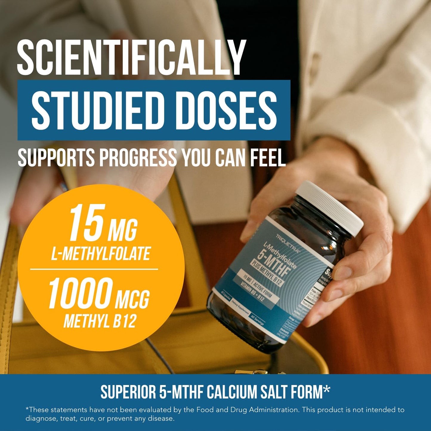 L Methyl Folate 15mg Plus Methyl B12 Cofactor – High Potency, Active 5-MTHF Form - Supports Mood, Methylation, Cognition – Bioactive Forms of Vitamin B9 & B12 (60 Capsules – 60 Servings) - PrimeBioHealth - canada supplements
