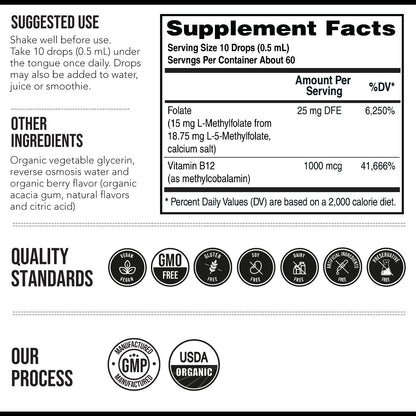 L Methyl Folate 15mg Plus Methyl B12 Cofactor – High Potency, Active 5-MTHF Form - Supports Mood, Methylation, Cognition – Bioactive Forms of Vitamin B9 & B12 (60 Capsules – 60 Servings) - PrimeBioHealth - canada supplements