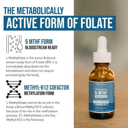 L Methyl Folate 15mg Plus Methyl B12 Cofactor – Organic Berry Flavor, High Potency Liquid Sublingual Active 5-MTHF Form - Supports Mood, Methylation - PrimeBioHealth - canada supplements