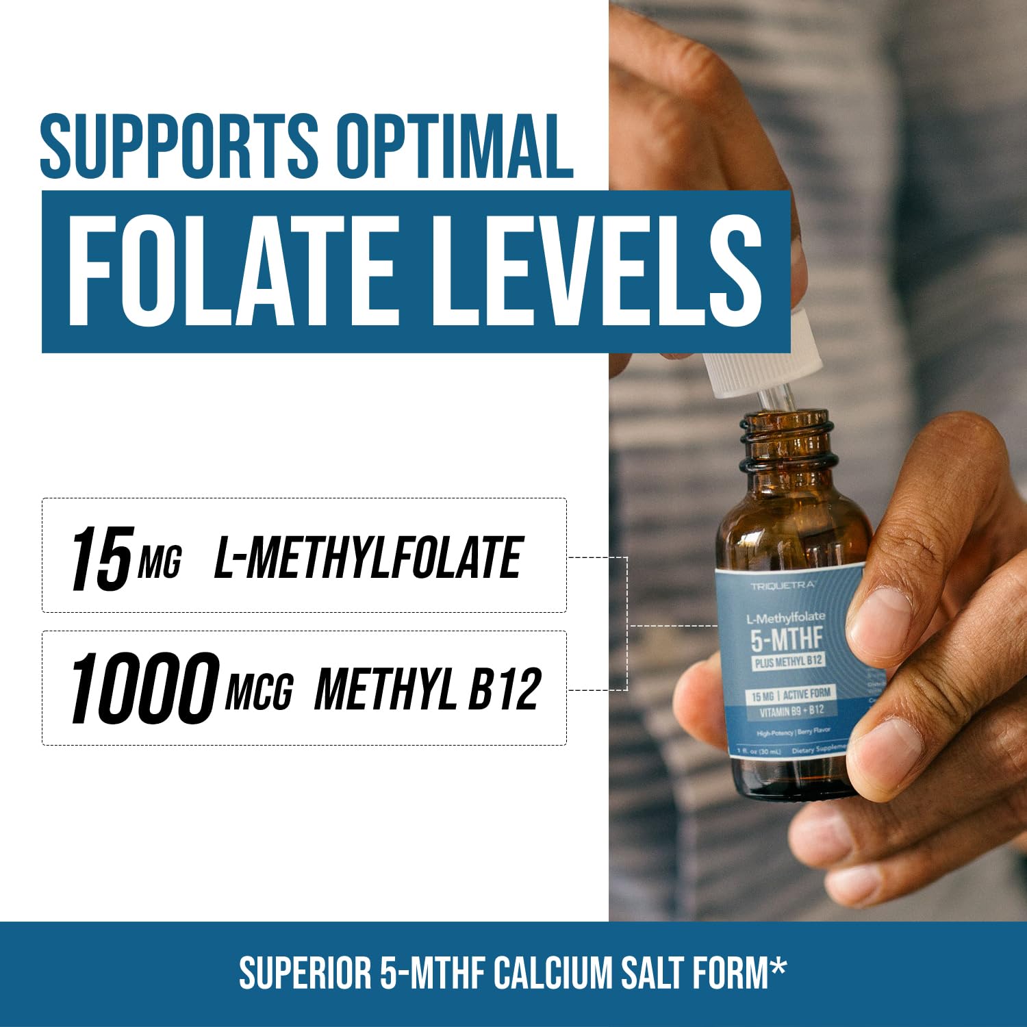 L Methyl Folate 15mg Plus Methyl B12 Cofactor – Organic Berry Flavor, High Potency Liquid Sublingual Active 5-MTHF Form - Supports Mood, Methylation - PrimeBioHealth - canada supplements