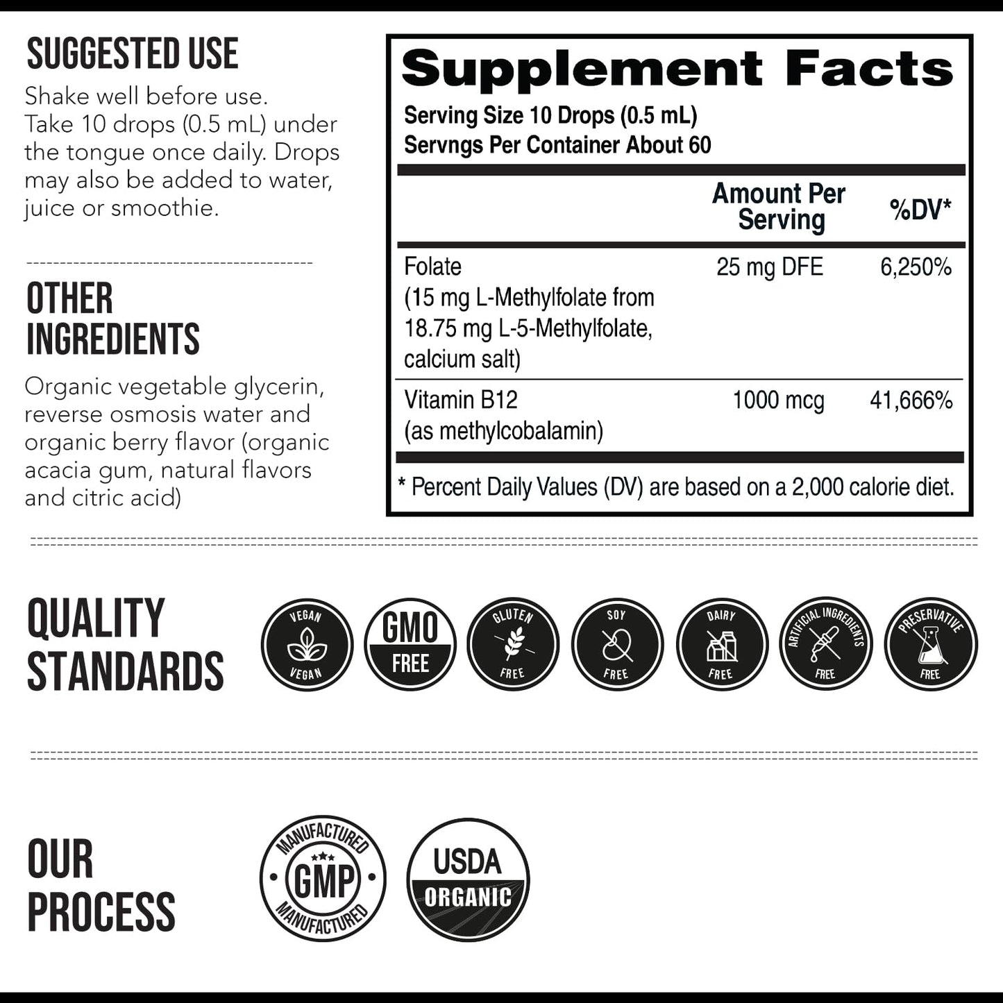L Methyl Folate 15mg Plus Methyl B12 Cofactor – Organic Berry Flavor, High Potency Liquid Sublingual Active 5-MTHF Form - Supports Mood, Methylation - PrimeBioHealth - canada supplements