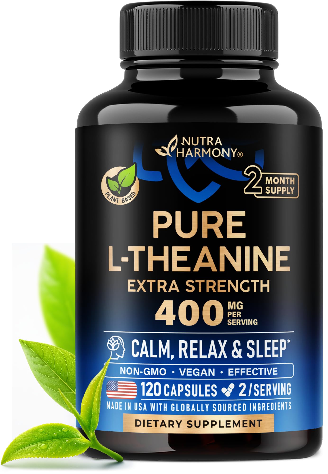 L Theanine 400 mg | L-Theanine Stress Relief | Extra Strength Supplement | Made in USA | Relaxation, Sleep & Calm Support | For Men & Women | Plant Based - PrimeBioHealth - canada supplements