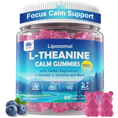L Theanine Calm Gummies 500mg, Sugar-Free Liposomal L-Theanine Supplement, w/Safforn, Magnesium Glycinate, GABA, Ashwagandha, Algae Omega-3, Vitamin D3 B12 - PrimeBioHealth - canada supplements