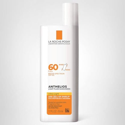 La Roche-Posay Anthelios Light Fluid Facial Sunscreen SPF 60, Lightweight Sunscreen For Face, Fluid Texture, Broad Spectrum SPF + Antioxidants - PrimeBioHealth - canada supplements