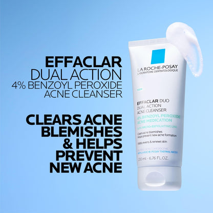 La Roche-Posay Effaclar Dual Acne Face Wash With 4% Benzoyl Peroxide & LHA Exfoliant - PrimeBioHealth - canada supplements