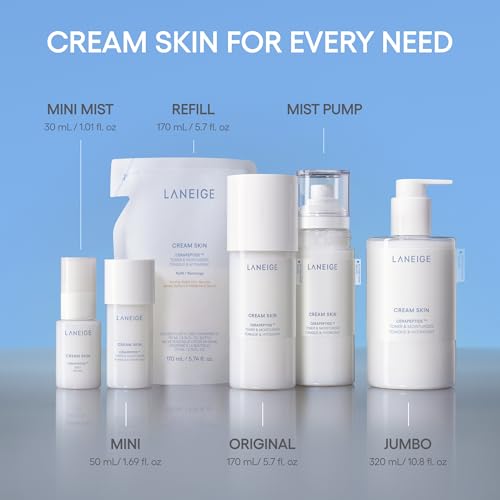 LANEIGE Cream Skin Toner & Moisturizer Mini: Lightweight Refillable Korean Milky Toner with Ceramide - PrimeBioHealth - canada supplements