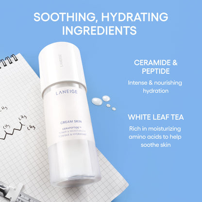 LANEIGE Cream Skin Toner & Moisturizer Mini: Lightweight Refillable Korean Milky Toner with Ceramide - PrimeBioHealth - canada supplements
