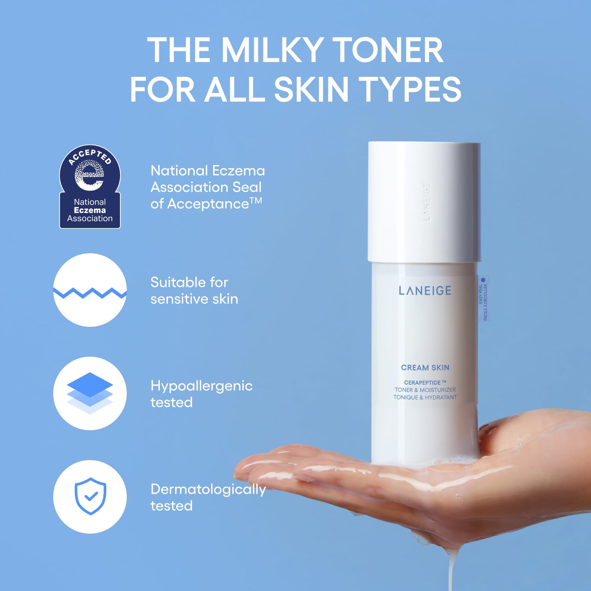 LANEIGE Cream Skin Toner & Moisturizer Mini: Lightweight Refillable Korean Milky Toner with Ceramide - PrimeBioHealth - canada supplements
