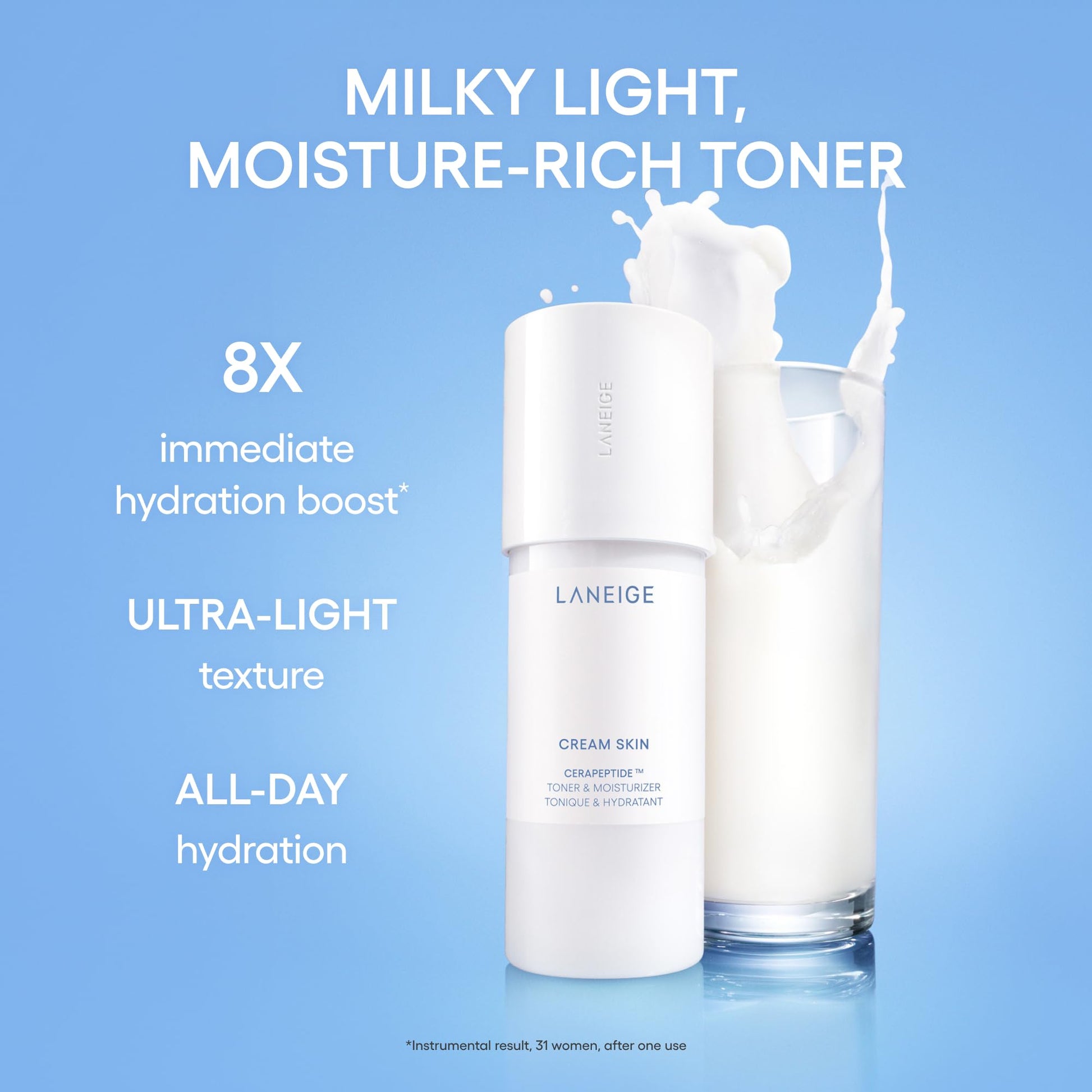 LANEIGE Cream Skin Toner & Moisturizer Mini: Lightweight Refillable Korean Milky Toner with Ceramide - PrimeBioHealth - canada supplements