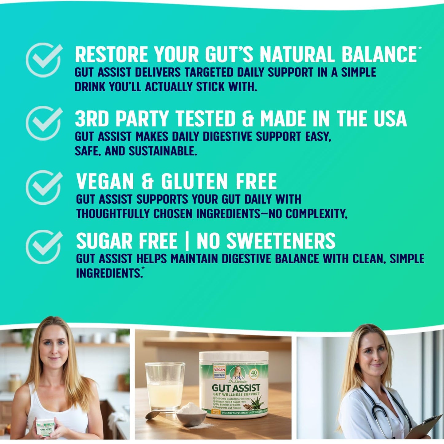 Leaky Gut Support Powder | L-Glutamine Gut Lining Digestive Drink Mix | Gluten-Free Doctor Crafted Botanical Formula | Gut Assist by Dr. Danielle - PrimeBioHealth - canada supplements