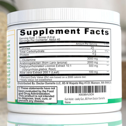 Leaky Gut Support Powder | L-Glutamine Gut Lining Digestive Drink Mix | Gluten-Free Doctor Crafted Botanical Formula | Gut Assist by Dr. Danielle - PrimeBioHealth - canada supplements