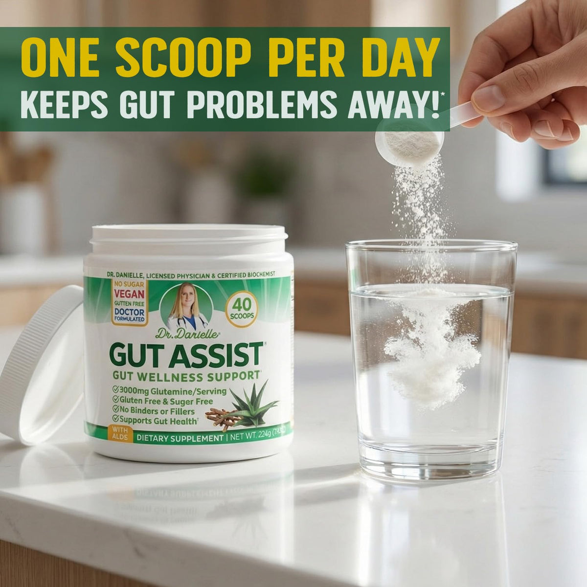 Leaky Gut Support Powder | L-Glutamine Gut Lining Digestive Drink Mix | Gluten-Free Doctor Crafted Botanical Formula | Gut Assist by Dr. Danielle - PrimeBioHealth - canada supplements