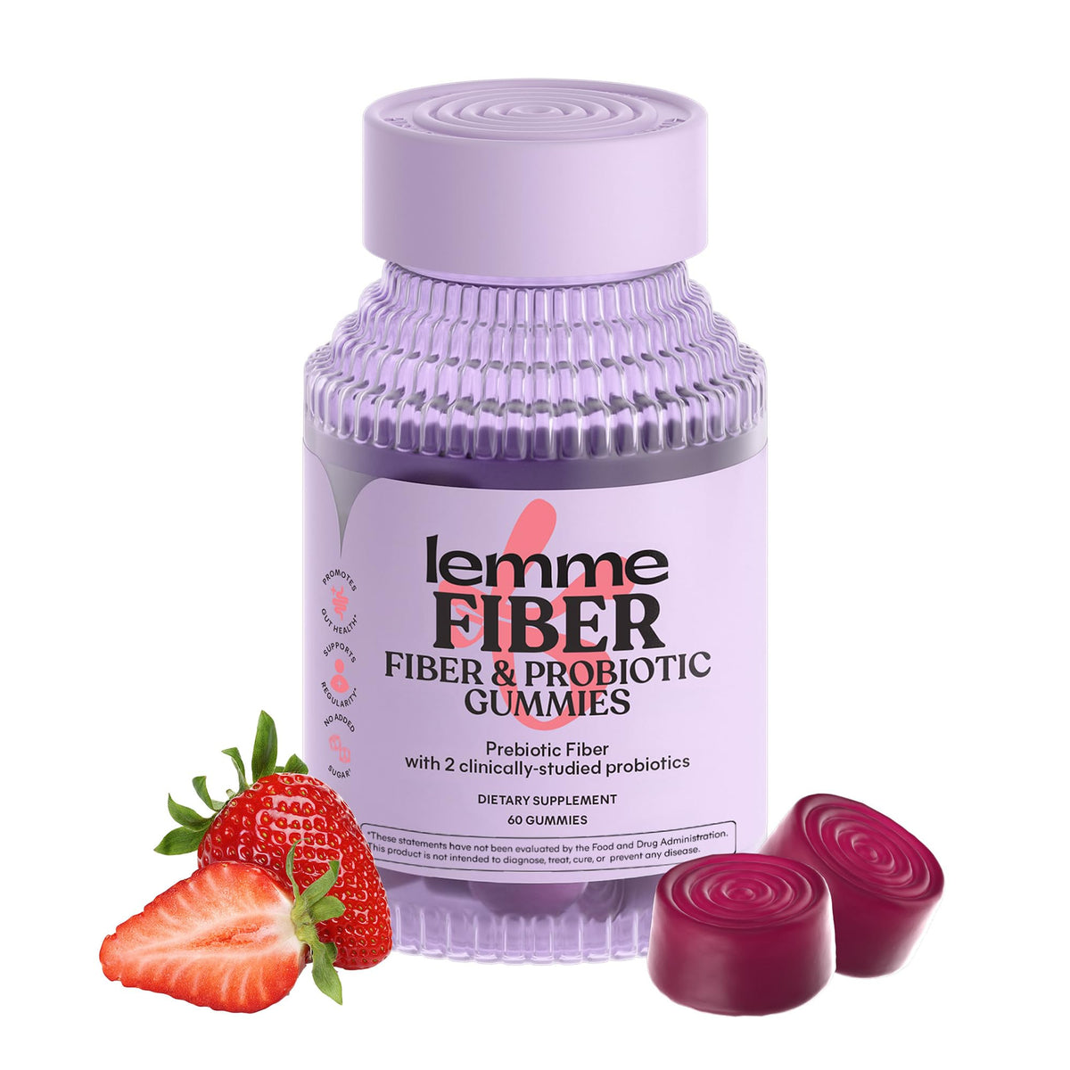 Lemme Fiber & Probiotic Gummies for Adults, Promotes Regularity & Digestive Health, No Sugar Added Strawberry Flavor, 4g Prebiotic Fiber & Clinically - PrimeBioHealth - canada supplements