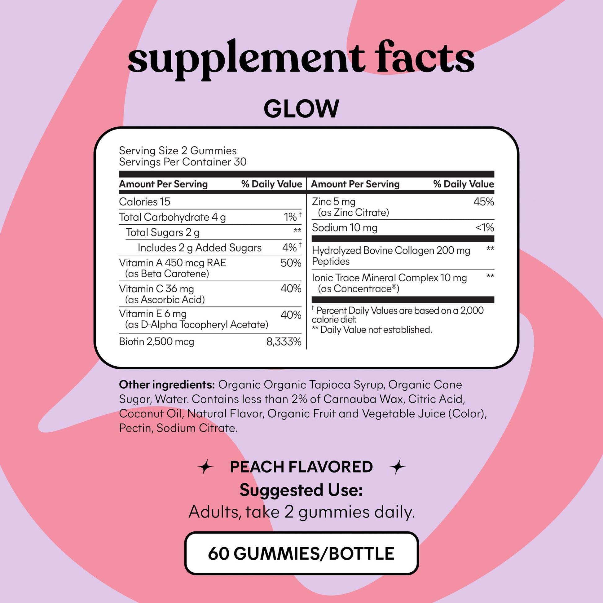 Lemme Glow Collagen Gummies for Thick Hair, Strong Nails & Healthy Skin with Multi-Collagen Peptides, Biotin, Trace Minerals, Zinc, Vitamins A, C & E - PrimeBioHealth - canada supplements