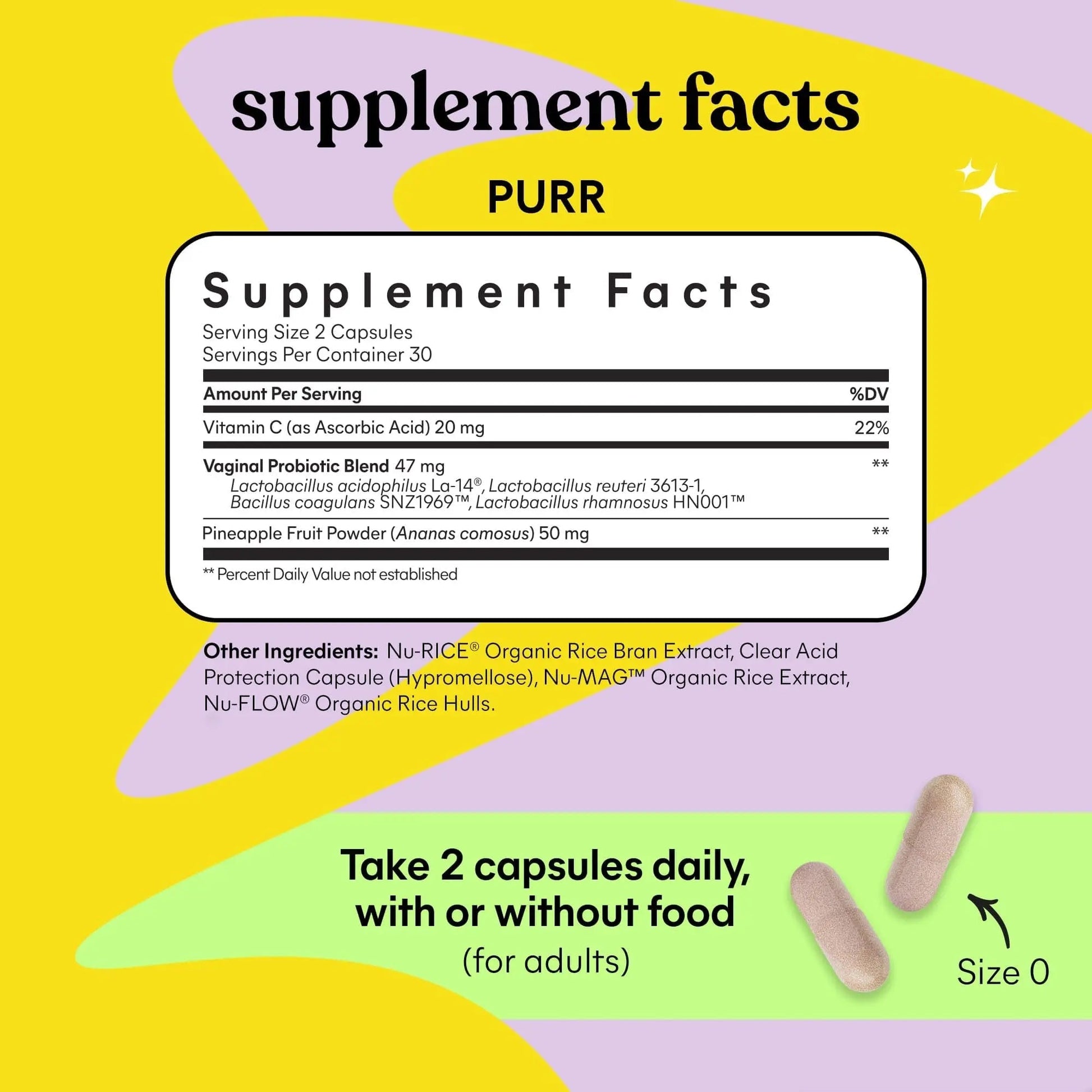 Lemme Purr Vaginal Probiotics for Women - Promotes pH Balance, Healthy Vaginal Odor & Urinary Tract Health w/Lactobacillus Blend, Clinically Tested Strains, Pineapple & Vitamin C - 60 Veggie Capsules - PrimeBioHealth - canada supplements