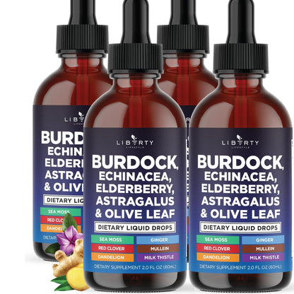 Liberty Lifestyle Lymphatic Drainage Supplement - Burdock Lymphatic Support Drops - Burdock Root, Mullein, Echinacea, Elderberry, Dandelion, Astragalus, Milk Thistle, Red Clover - 2 oz - PrimeBioHealth - canada supplements