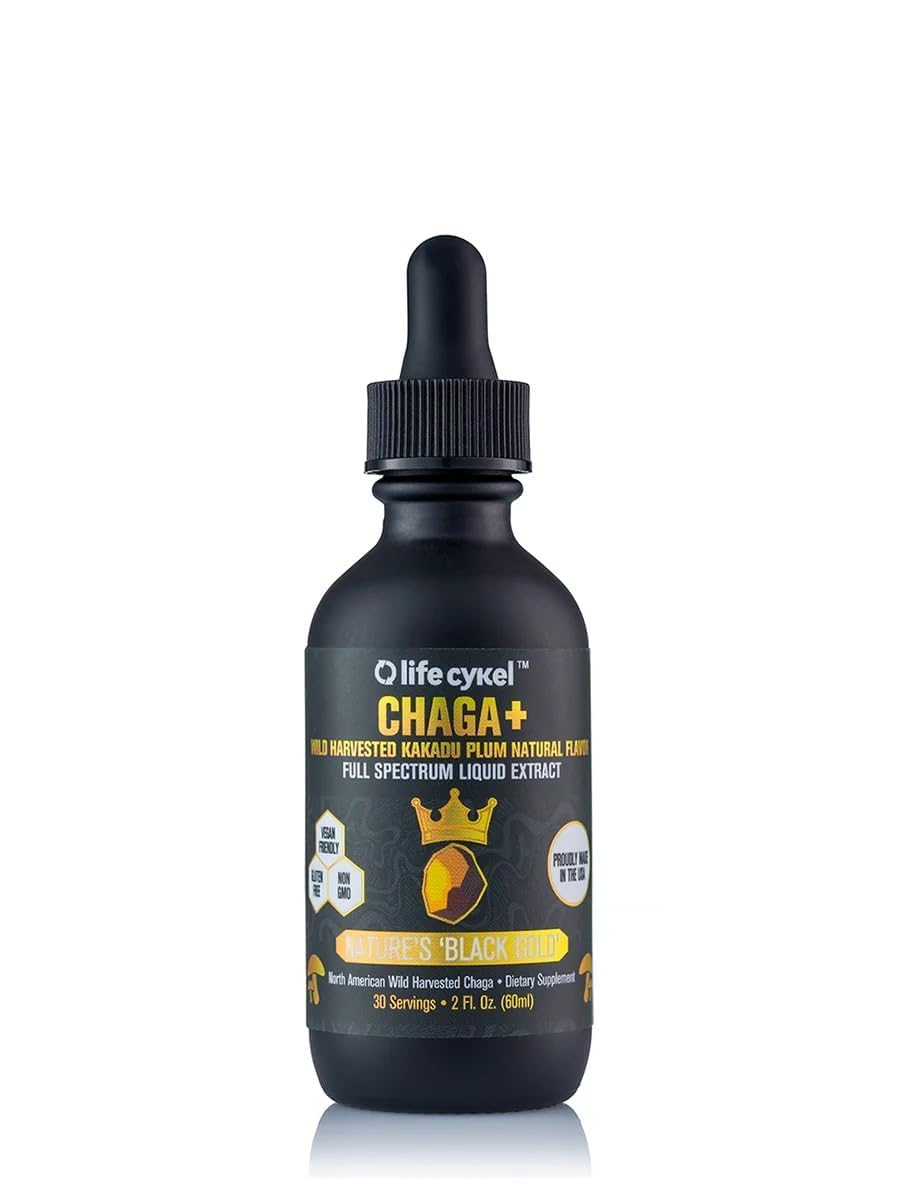 Life Cykel - Chaga Mushroom Extract with Kakadu Plum - Double Extracted Mushroom Tincture - Non-GMO Immune Support Supplement for Adults and Kids - 1 Fl Oz - PrimeBioHealth - canada supplements