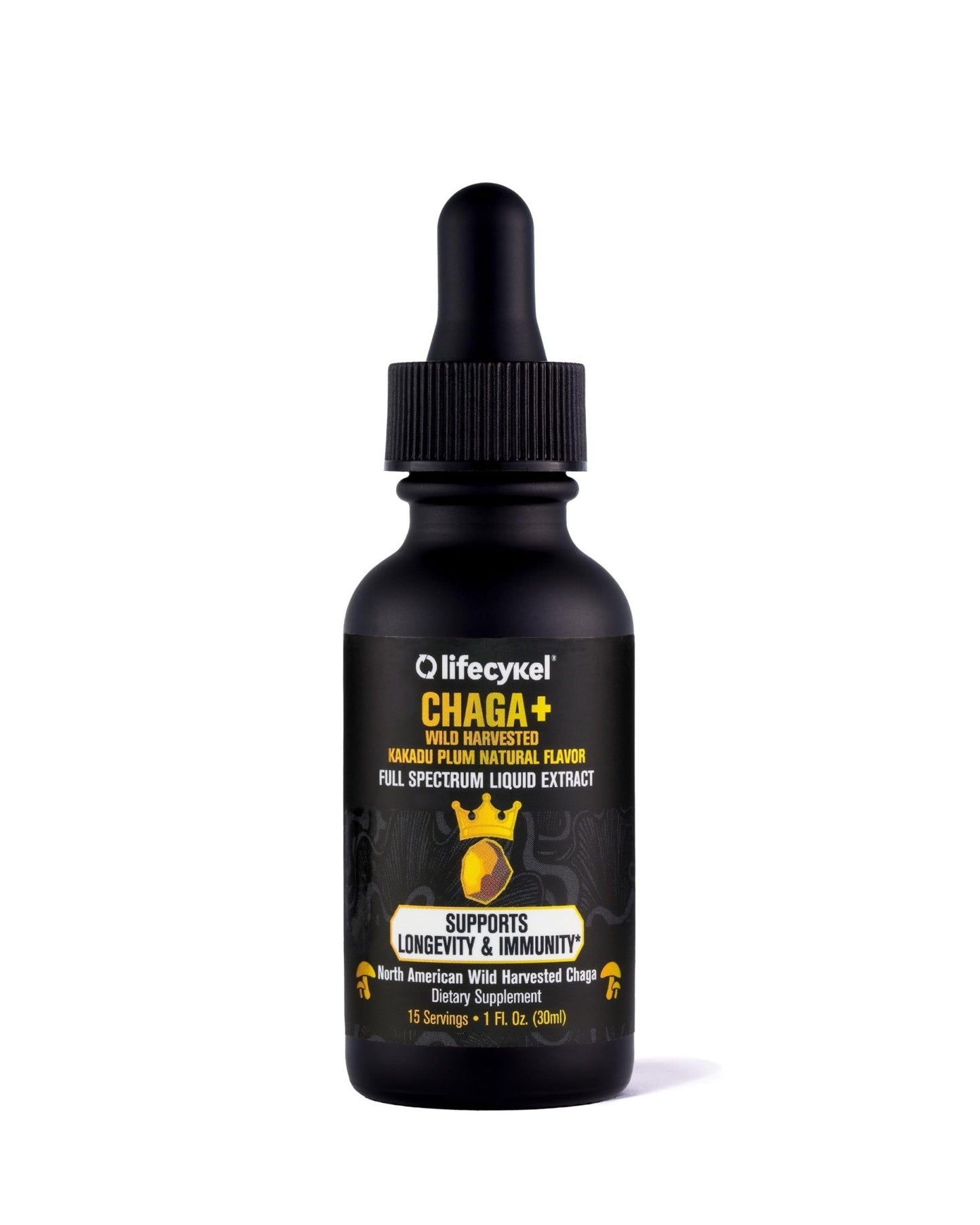 Life Cykel - Chaga Mushroom Extract with Kakadu Plum - Double Extracted Mushroom Tincture - Non-GMO Immune Support Supplement for Adults and Kids - 1 Fl Oz - PrimeBioHealth - canada supplements